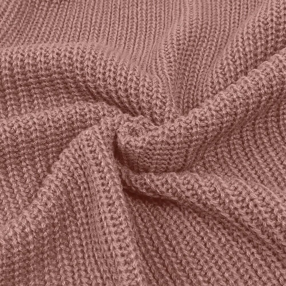Pink Casual Women's Solid Color Lantern Sleeve Cardigan - Picture 8 of 8